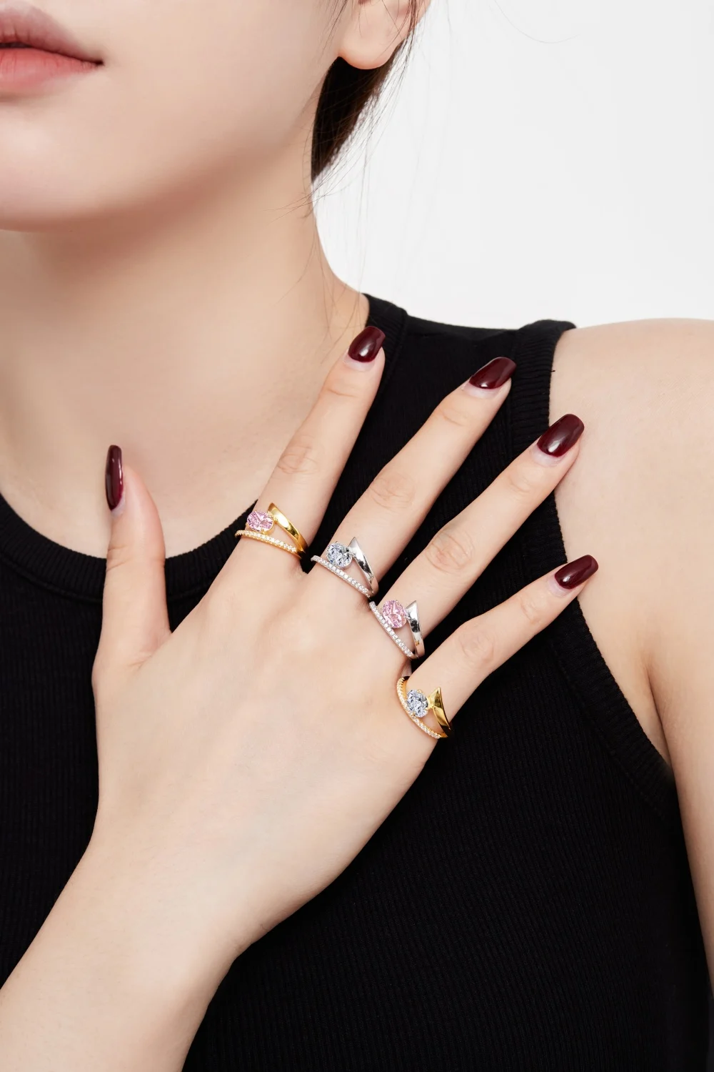 Женские повседневные кольца с золотым покрытием MYF 925 anillos casuales de plata ley para damas rhodium zircon из 18-каратного