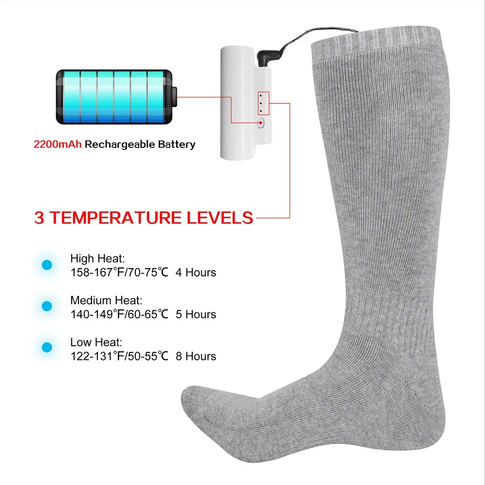 Hot sale warm knit sports socks winter ski riding climbing warm socks three files temperature control heated socks
