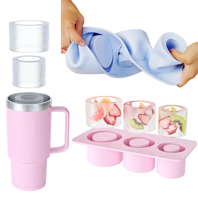 2024 summer hot sale Silicone Ice Hollow Cylinder Tray Mold Big Ice Cube Maker Mold For Stanley Beer Cup Accessories