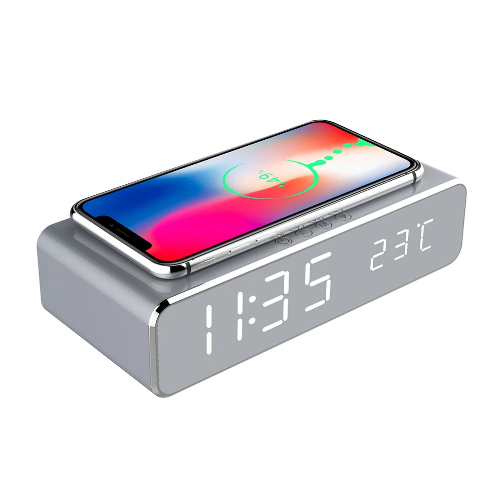 
10W Wireless Charging 3 in 1 Wireless Charge LED Clock Thermometer Calendar Wireless Phone Charger 