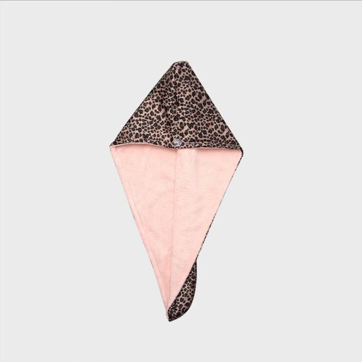 
Two Layers Fleece Leopard Dry Hair Towel For Women 