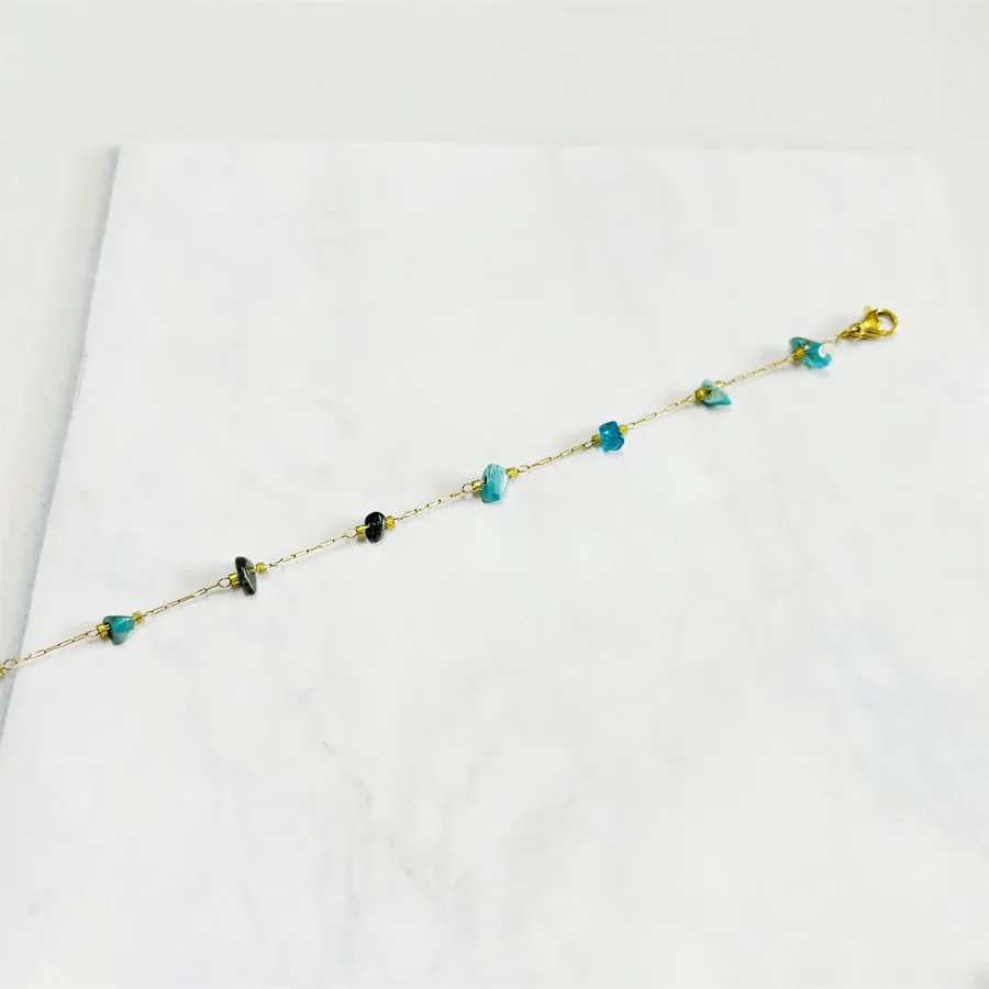 New design women stainless steel waterproof natural stone classic no fade no rust good quality 18k gold plated bracelet