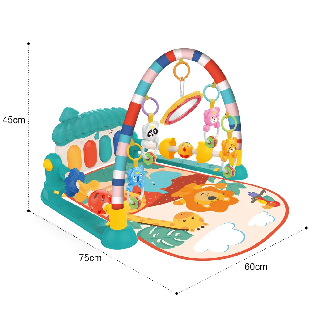 Sensory Learning Baby Play Gym Kick Mat and Piano Fitness Rack Soft Musical Baby Activity Gym Mat with Piano Fitness Rack