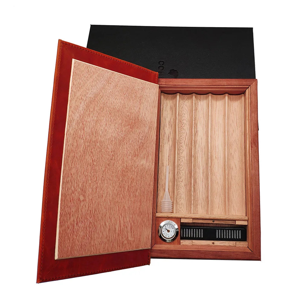 Leather Book-shaped Cigar Case portable cigar packing box For travel