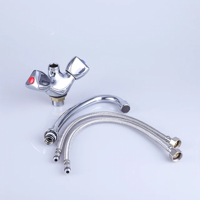ITALOMIX Style Flexible Connections Dual Handle Hot And Cold Kitchen Washbasin Faucet Tap Mixer