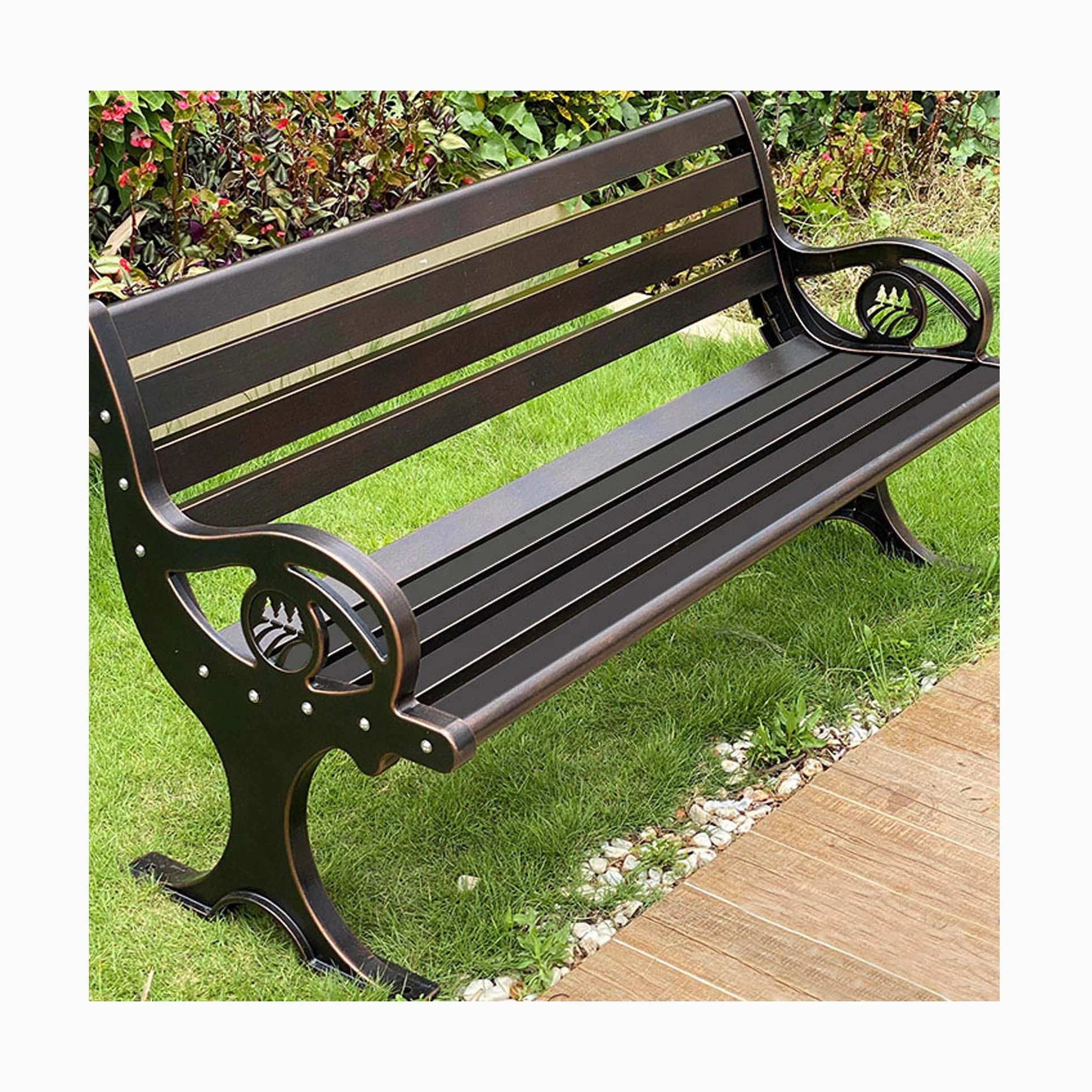 MOJIA Quality Bench 180cm Cast Aluminum 130cm 150cmmetal Bench Garden for Park 200cm Patio Benches
