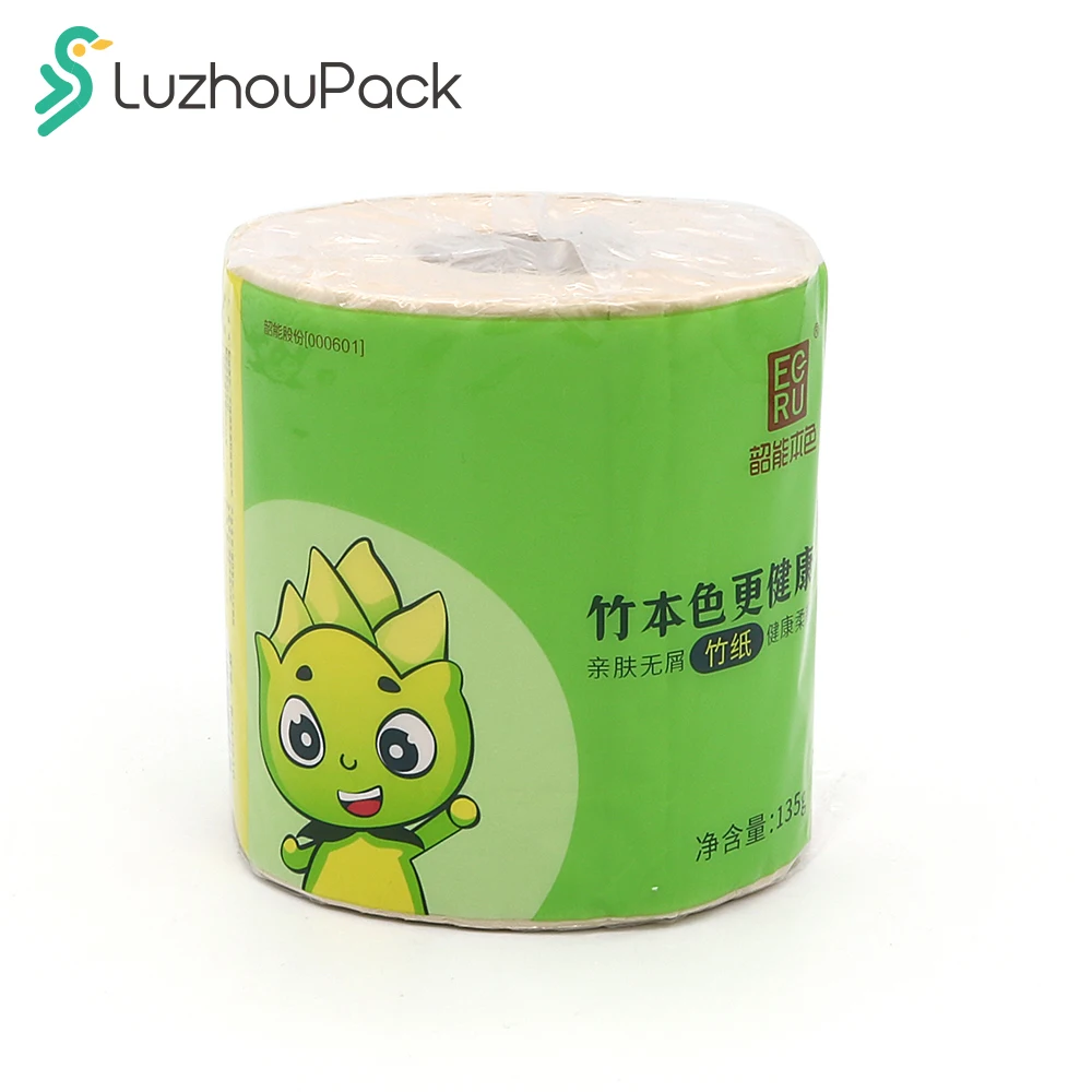 LuzhouPack ECRU OEM Bathroom Toilet Paper Tissue 166g 3ply Unbleached 100% Virgin Organic Bamboo Tissue Toilet Rolling Paper