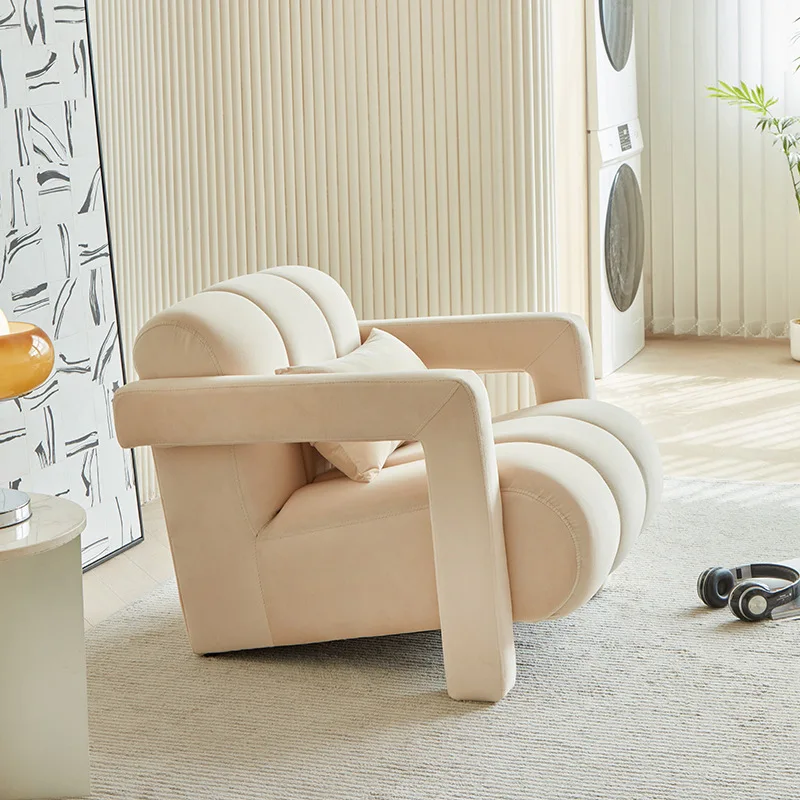 Wabi-sabi Living Room Single Sofa Nordic Minimalist Fabric Sofa Chair Bedroom Balcony Lazy Boy Lounge Chair