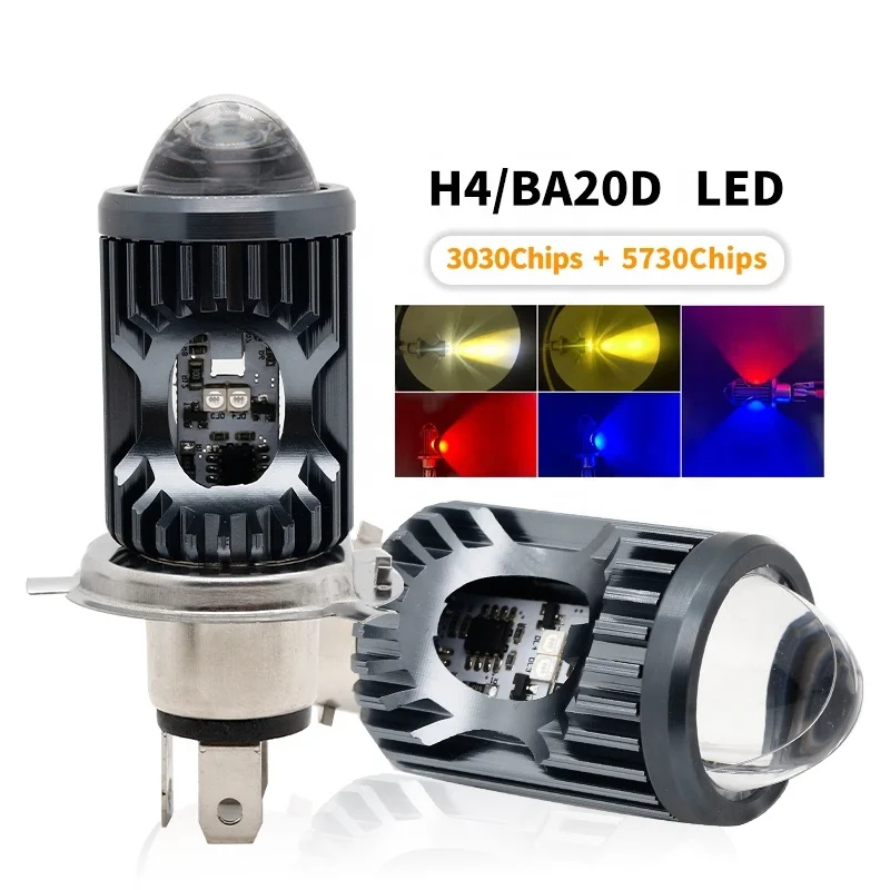 Factory mini Driving Light DRL Motorcycle Led Headlight bulb H4 H6 BA20D P15D Auto Car fisheye Projector Lens dual color