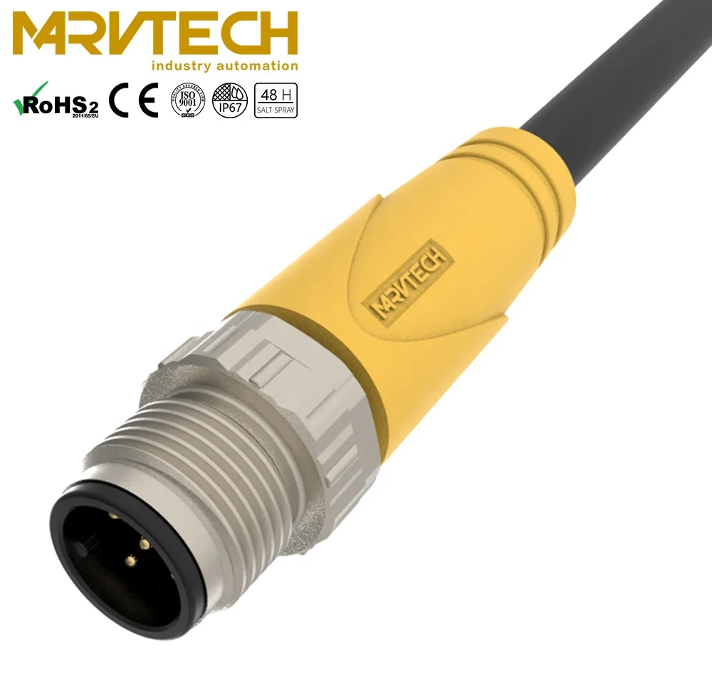  M12 3 4 5 Pin 3pin 4pin 5pin водонепроницаемый IP67 IEC мужской женский авиационный Датчик проводной Кабельный