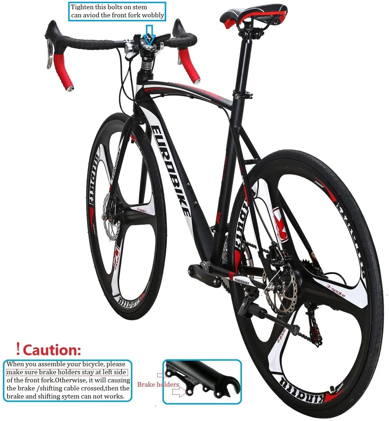 Road Bike EURXC550 21 Speed 54 cm Frame 700C 3-Spoke Wheels Road Bicycle Dual Disc Brake Bicycle