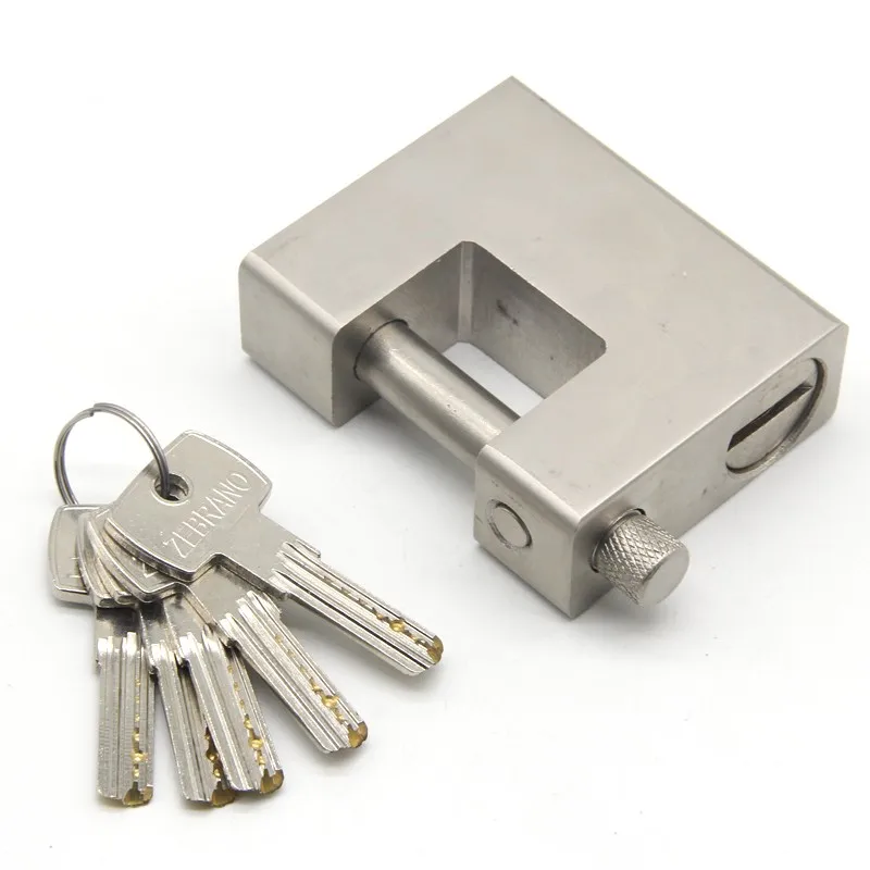 Hardened Solid Steel Chrome Plated Rectangular Padlock 74mm with Logo