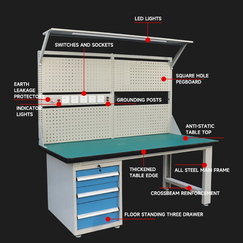 Steel Workshop Work Table Double-sided Electric Business Packing Table Professional Workbench