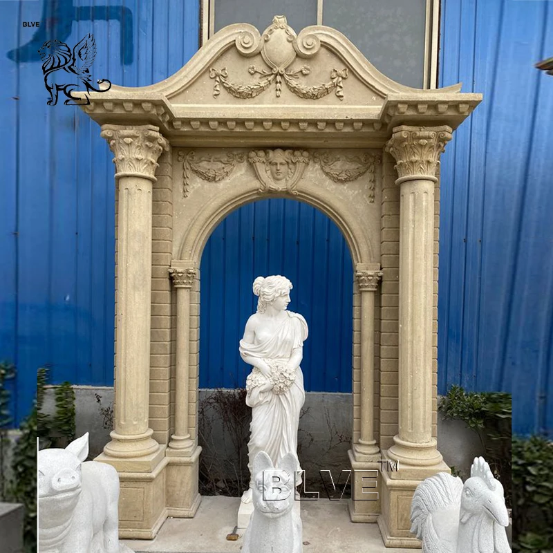 Наружный декоративный строительный дизайн античный гранитный столб из натурального камня дверная рама Мраморная Входная колонна для дома