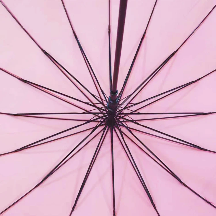 High Quality 16K Straight Umbrella auto open Fiberglass Ribs Custom Logo Print wood Handle Polyester Golf Umbrella for Promotion