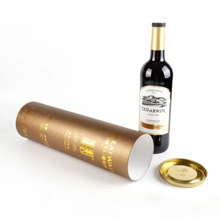 Customized Factory Wine Packaging Paper Tube Round Box Wine Bottle Paper Tube