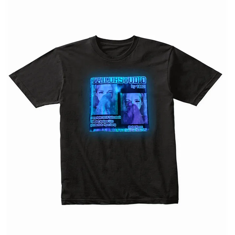 LED Washable Luminous T-shirt for Halloween Party Unisex Parent-child Outfit Safes Cotton Light T-shirt Support Custom