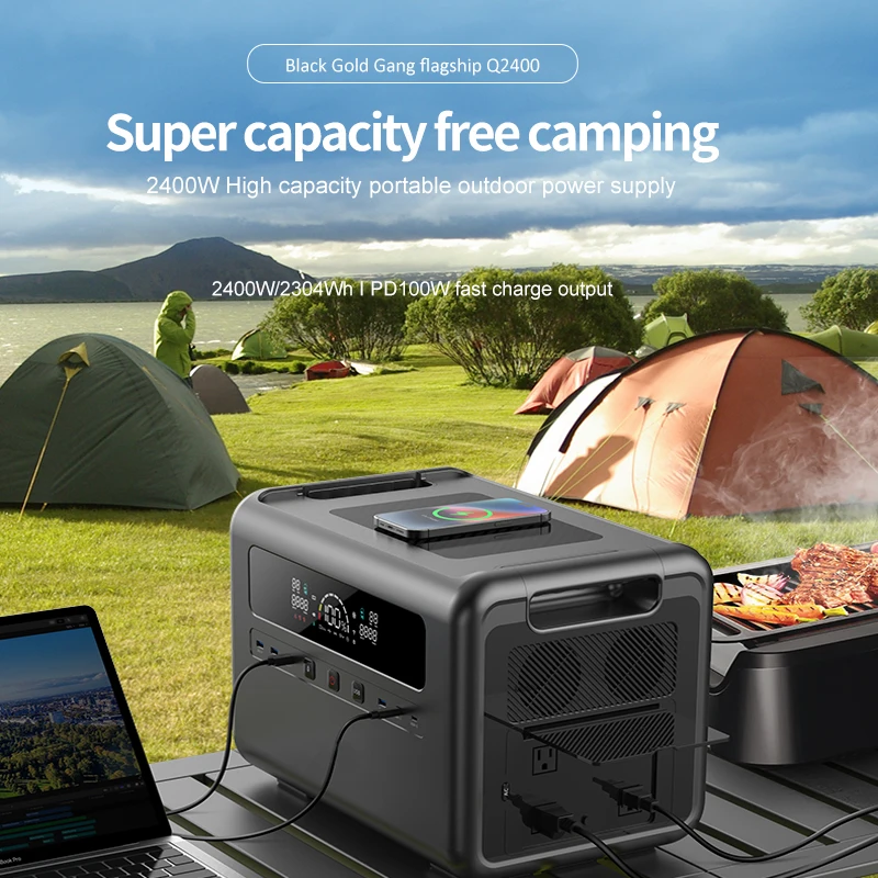 2400W 220V 230V EU Plug Tragbare Powerstation Outdoor Camping Solar Generator LiFePO4 Battery Portable Solar Power Station