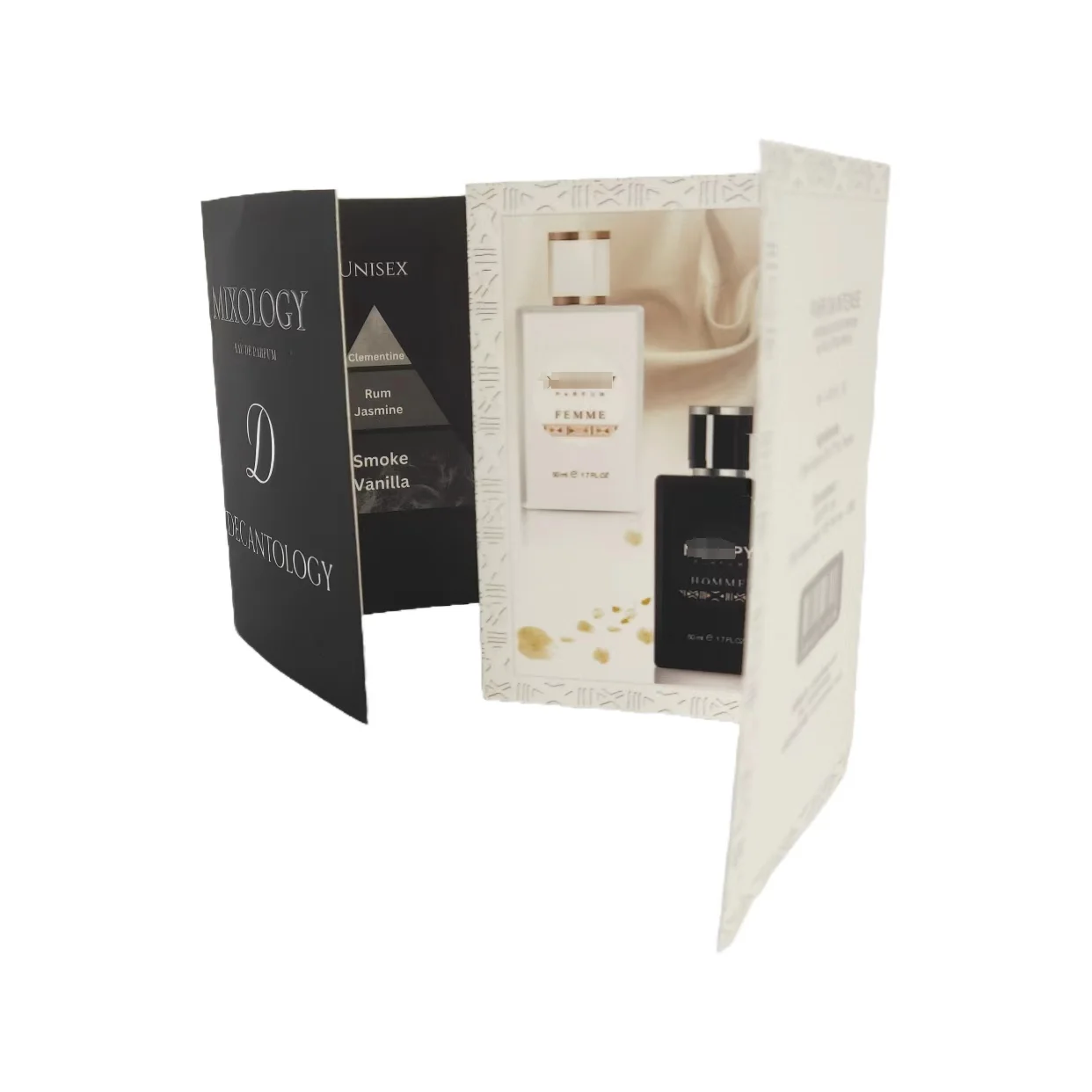 Low MOQ Wholesale Custom 1ml 2ml 3ml Sample Glass Perfume Vial Bottle Packaging Perfume Bottle and Box Paper Card Perfume Holder