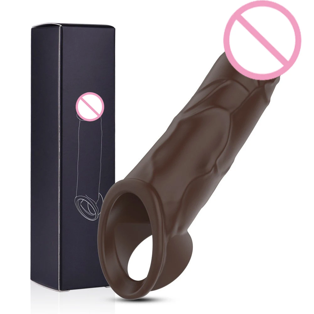 Penis Extender Reusable Condoms Male Cock Ring Cover Dildo Enlargement Realistic Penis Sleeve For Men
