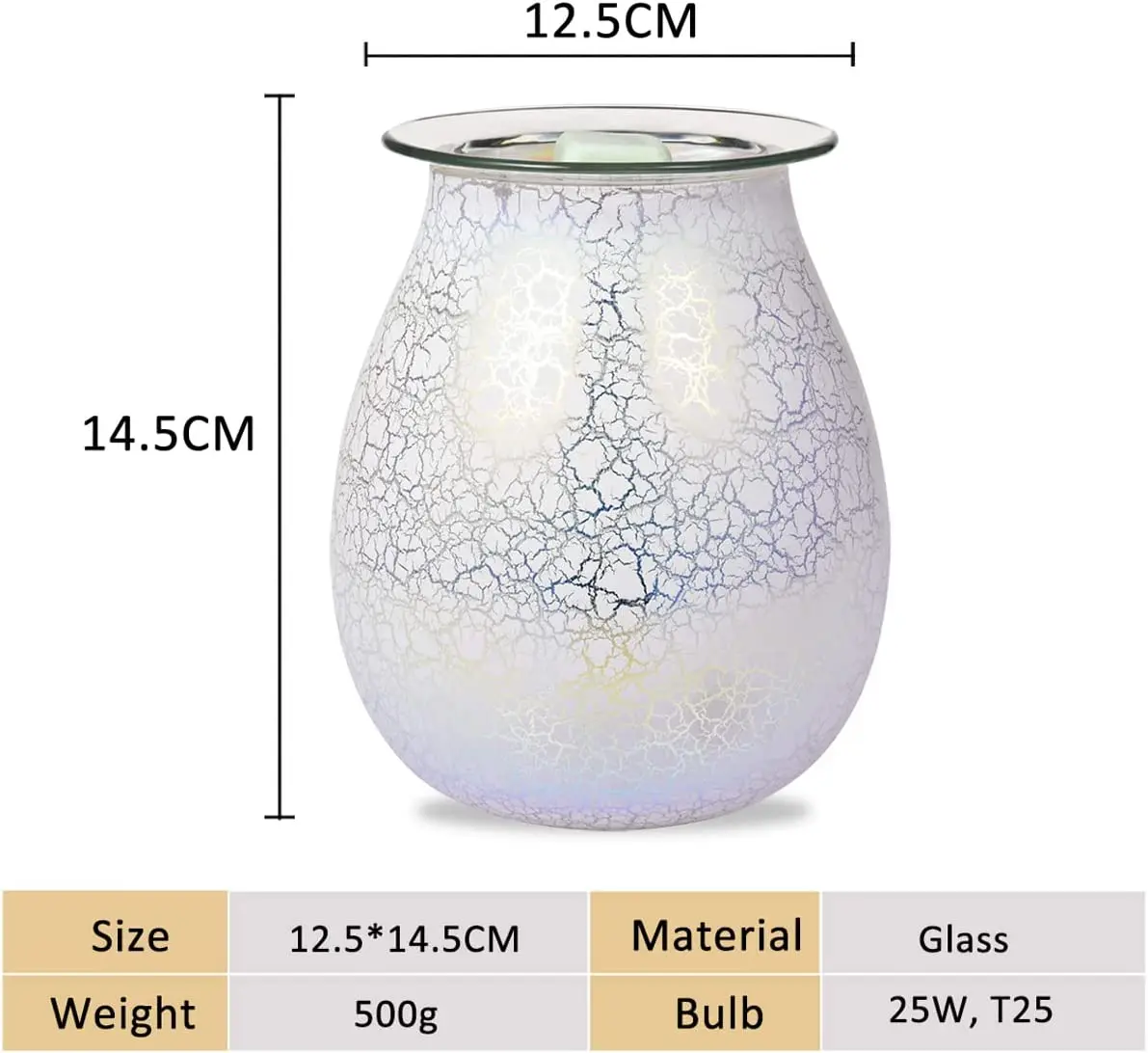 3D Glass Wax Melt Burner, Electric Glass Oil Warmer Night Light Firework Scented Candle warmer Tart gift set  for Home