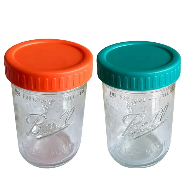 Plastic Screw Cap 70mm 86mm Colored Plastic Mason Jar Lids Fits Wide Mouth with Silicone Rings