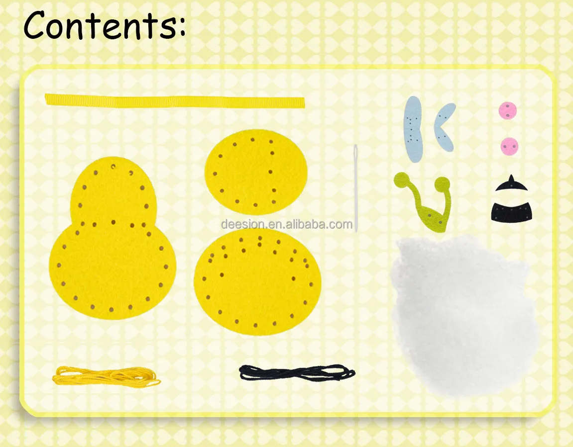High quality direct factory BPA free ready for stitching felt toy DIY craft kits bee as a Christmas gift new year gift