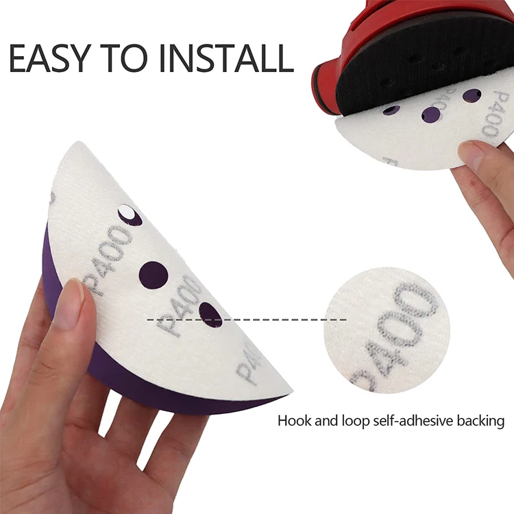 5 Inch 8 Holes Hook and Loop Purple Sandpaper for Random Orbital Sander, Woodworking, Automotive Sanding Grinding Tools