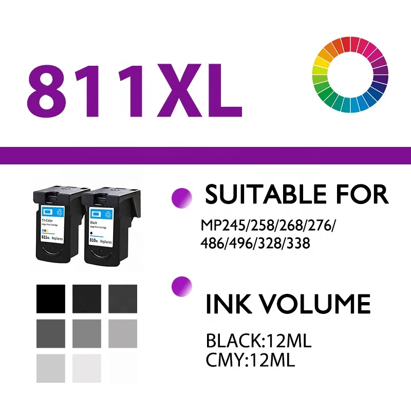  Новые продукты для картриджа canon 810xl 811xl pg810xl cl811xl совместимый с черным принтером MP245 258 268
