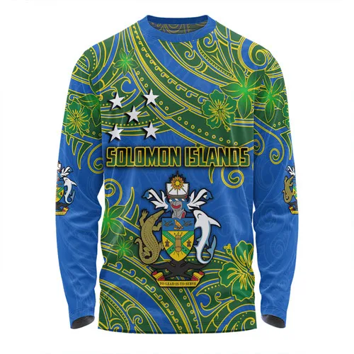 Hot Australia South Sea Islanders Long Sleeve T-shirt Customized Solomon Islands White Tribal Wave Pattern Long Sleeve T-shirt