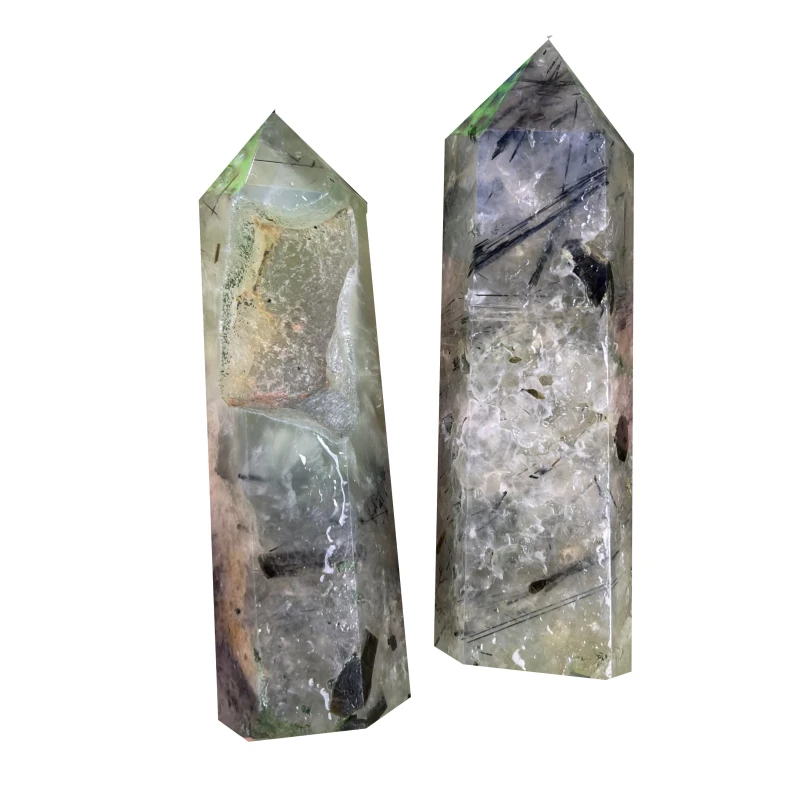 Wholesale natural quartz gemstone wand healing green grape stone crystal tower point