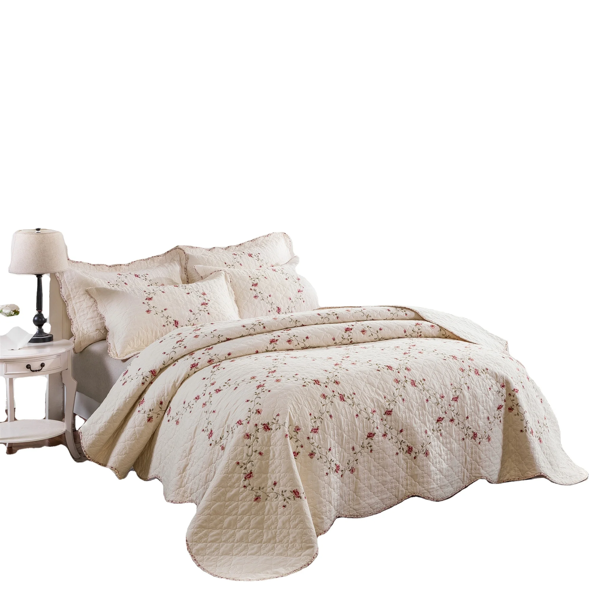 American & European style embroidery quilt in wholesales,with prewash treatment fabric and comforter bedding set