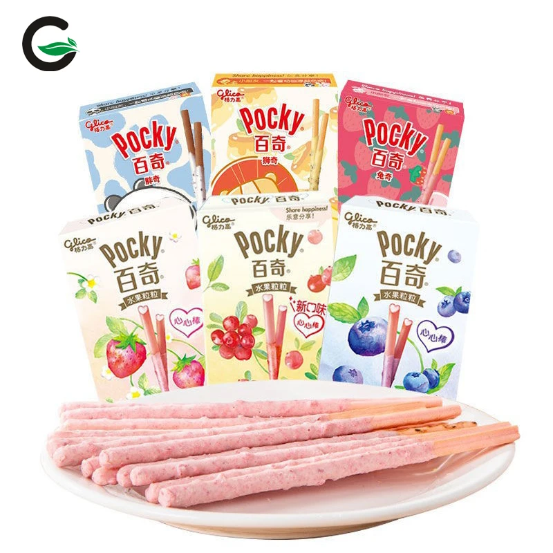 Pocky Fruit Grains Long Finger Biscuits 45g Crispy Sweet Snacks with Blueberry Strawberry Cream Chocolate Fruity Cheese Flavors