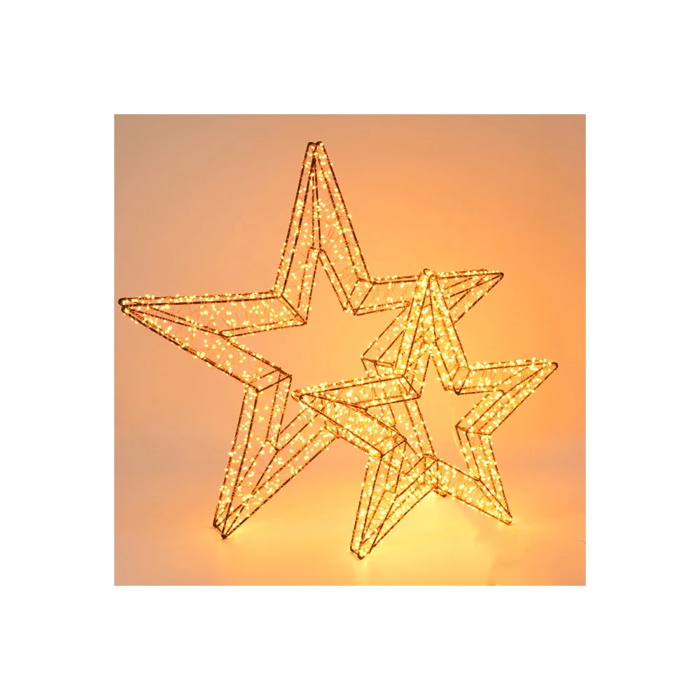 Holiday wedding garden decoration garten lichterkette christmas light motif 3D metal star string light