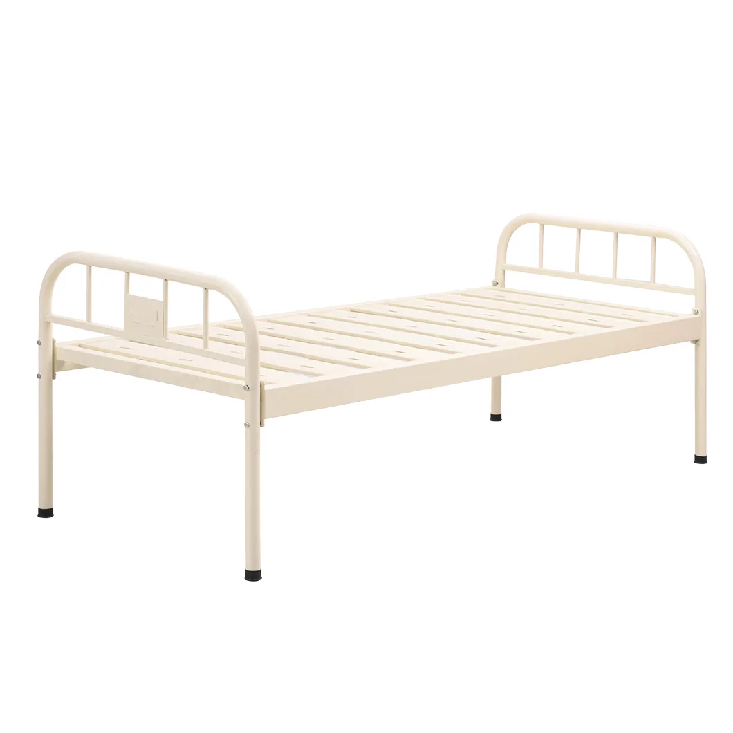 Cheapest Price Medical Hospital Clinical Furniture Manual Flat Patient Bed Metal Powder Coated Steel Flat Bed
