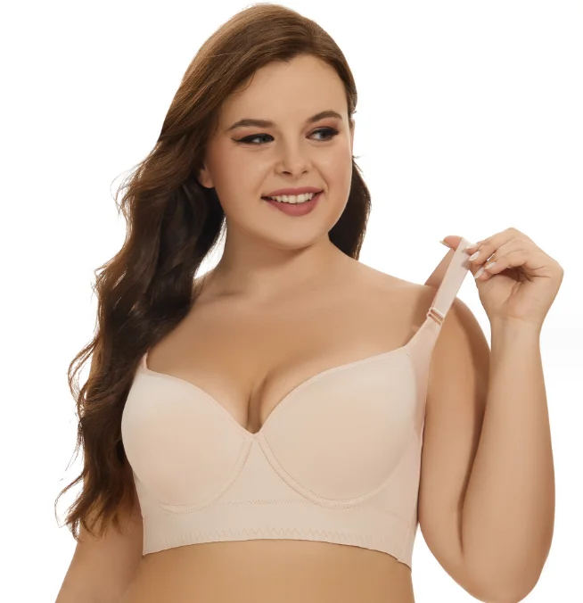 8 Hook A to F Plus Size Deep Cup Shapewear Incorporated Underwire Full Back Coverage Push Up Bra