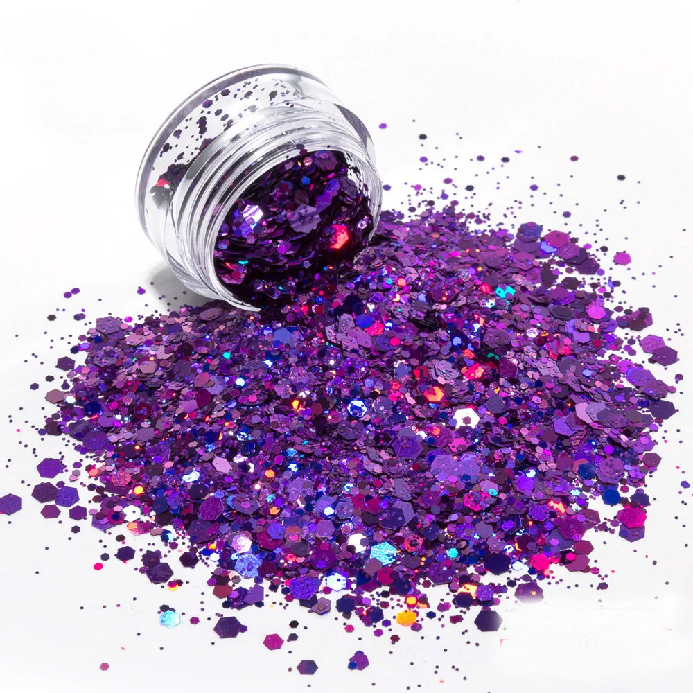 High-quality holographic silver glitter powder hexagon shaped glitter for Christmas Decoration