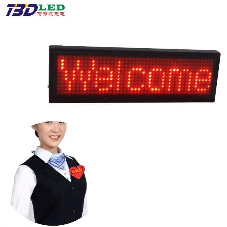 Hotel Digital Lighting Wearable Pin Name Board Programmable Led Name Badge Led Name Tag