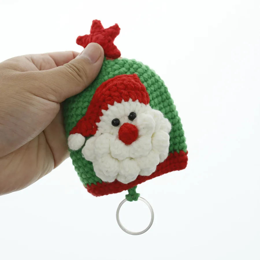 New handmade crochet keychain  protector Santa Claus key bag Christmas theme yarn crochet car key cover