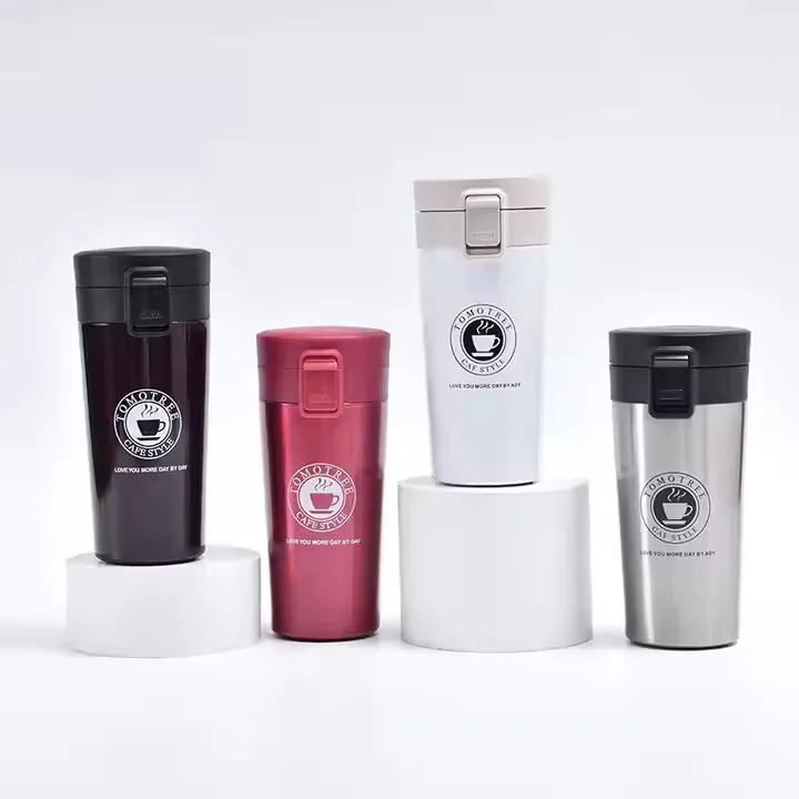 380ML 500ML Stainless Steel 304 Vacuum Double-Layer Thermos Cups Bounce Portable Coffee Cup Flip Lid Coffee Mug