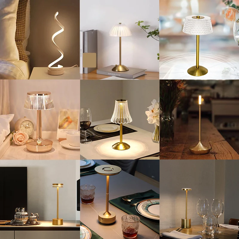 Creative Dimmable Home Decor Lampe de  LED touch rechargeable portable cordless luxury modern table lamps