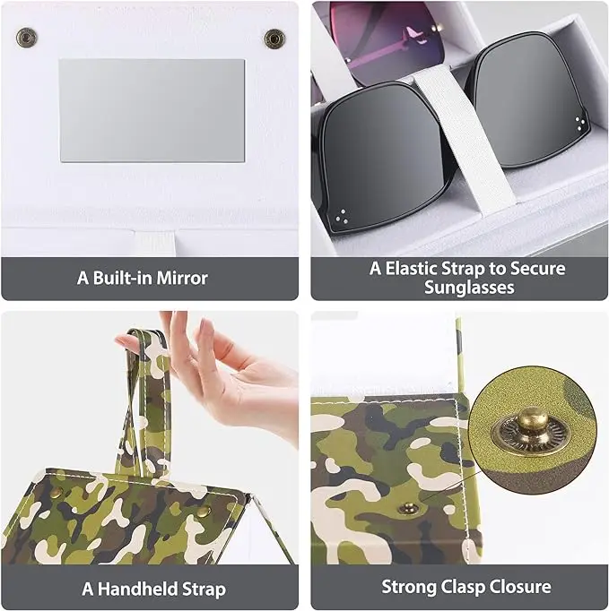 Camouflage Portable Sunglasses Organizer 4 Slots Travel Glasses Case Multiple Pairs Eyeglasses Storage  Hanging Eyewear Holder