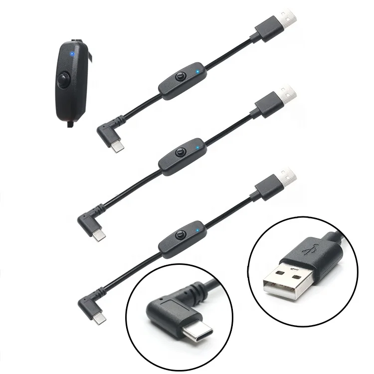 Electop USB A to USB Type C Fast Charge Cable with ON/Off Switch,Compatible with Raspberry Pi 4 B, USB Desk Lamp/Fan