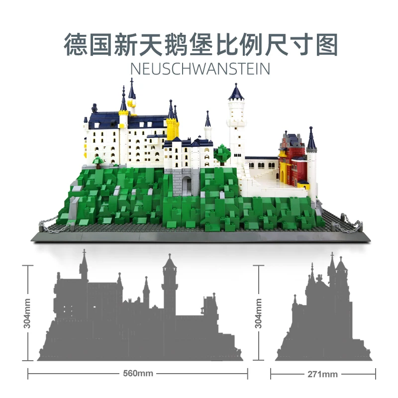 6226 DIY Famous Buildings Architecture Neuschwanstein Castle Custom Building Blocks Kids funny Adult Toy Classic Model MOC Brick
