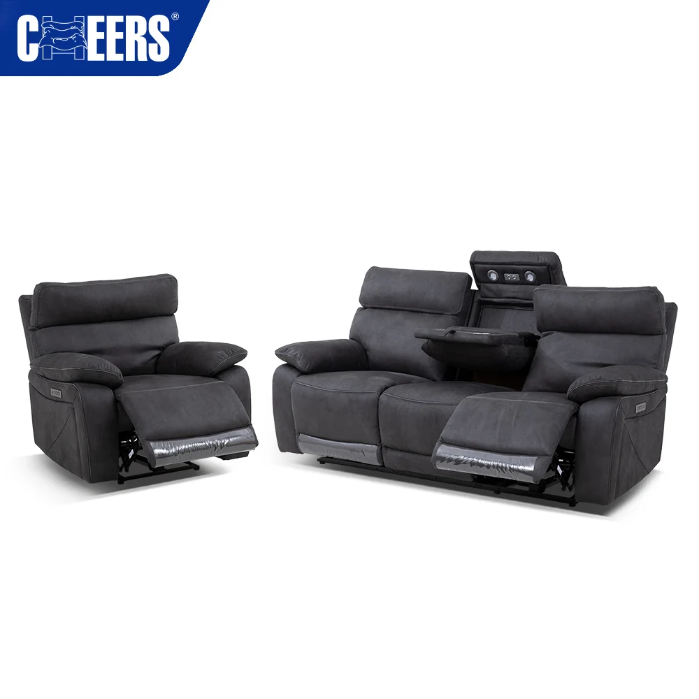 MANWAH CHEERS Power Fabric Recliner Living Room Sofa Set 3 2 1 Affordable Sofa Set Furniture for Home Living Room