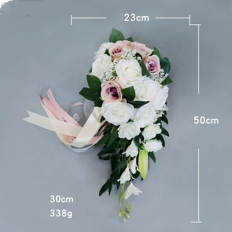 Bridal bouquets wedding artifical silk rose head wholesale floral supplies