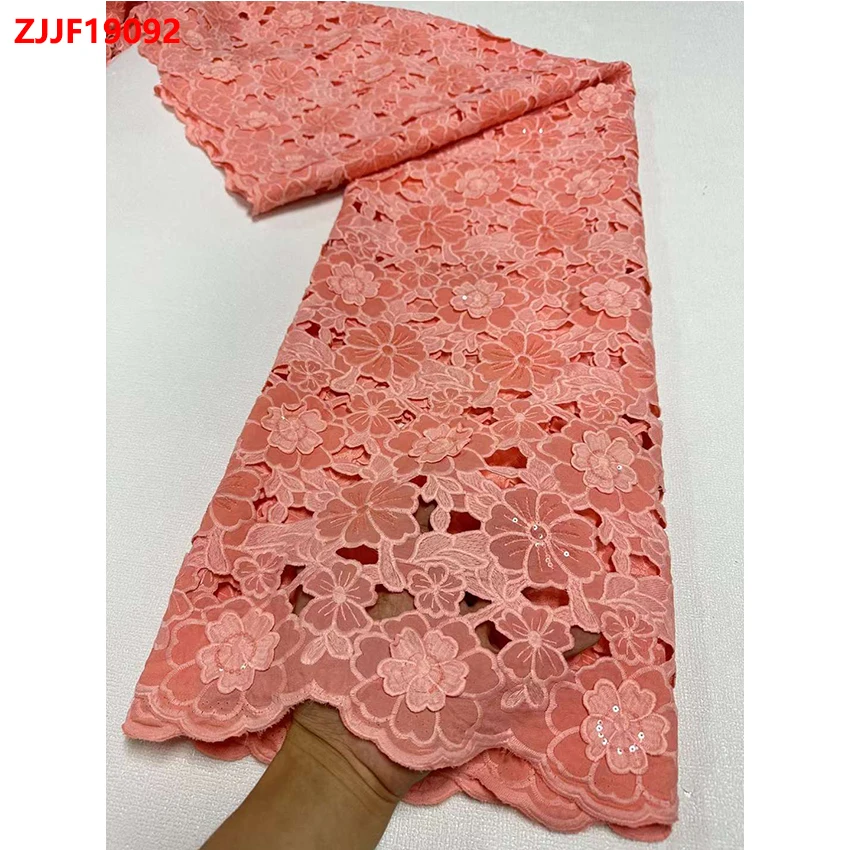 3D flower hollow out hard cotton fabric sequin embroidery lace