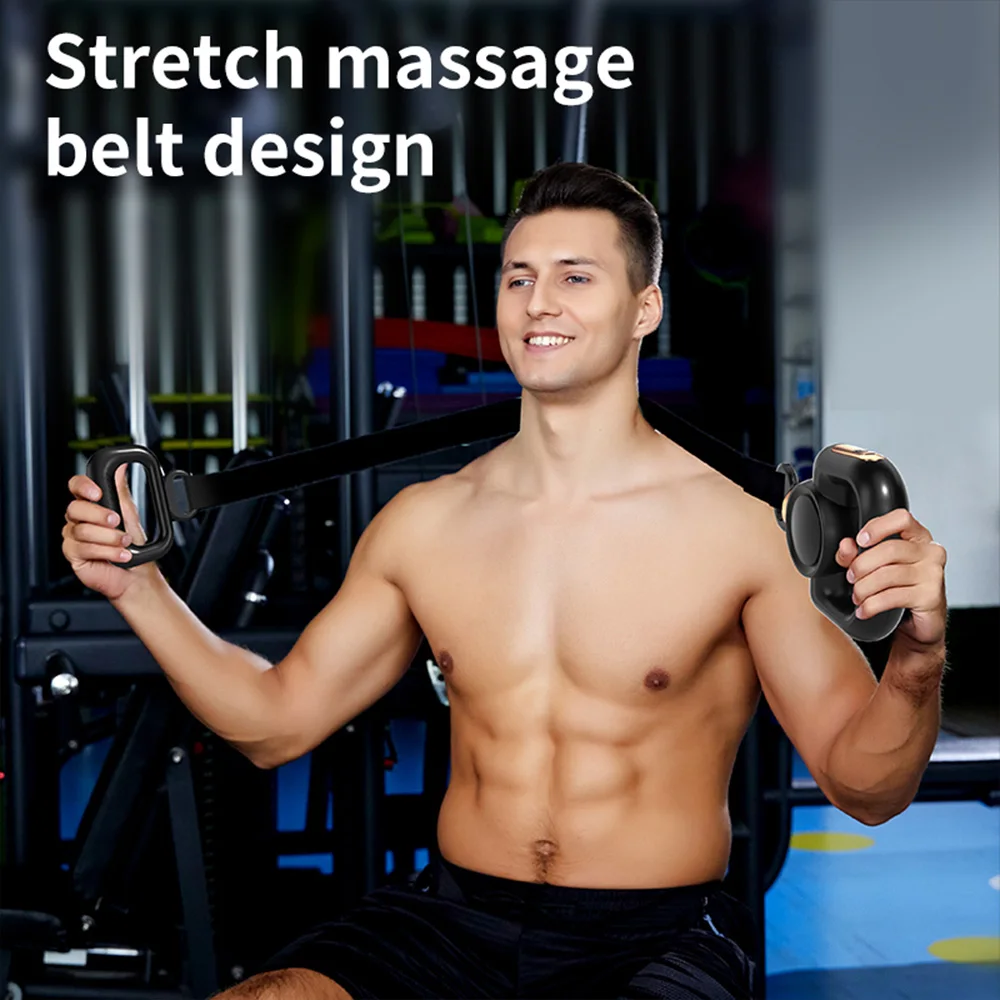 New Design Amzn Handheld Cordless Electric Deep Tissue Muscle Massage Gun With Belt Fitness Massager Belt