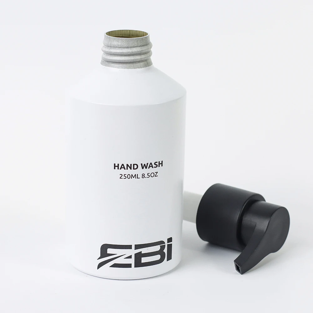 Empty 300ml 250ml customized logo aluminum sloping shoulder bottle packaging coconut oil aluminum bottle