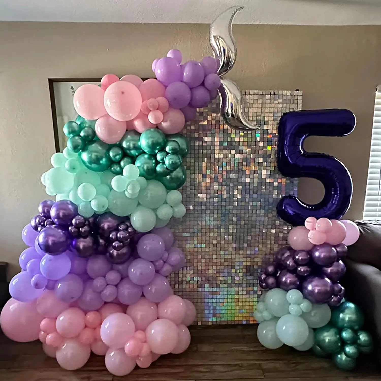60 pcs30.48cm metal purple pink green blue latex balloon Girl Mermaid birthday party decoration, baby shower, birthday